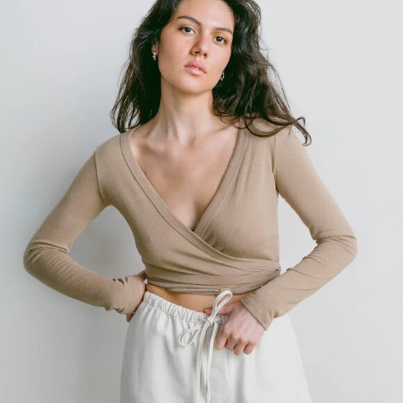 OZMA Dance Wrap Top, Regen Silk Noil Jersey - Picture 1 of 8